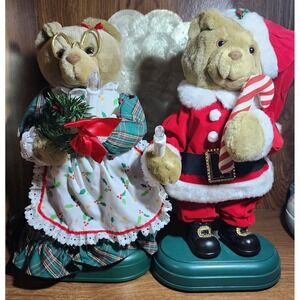 Vintage Avon Christmas Musical Teddies Santa & Mrs Claus Bear‎ Tested Works